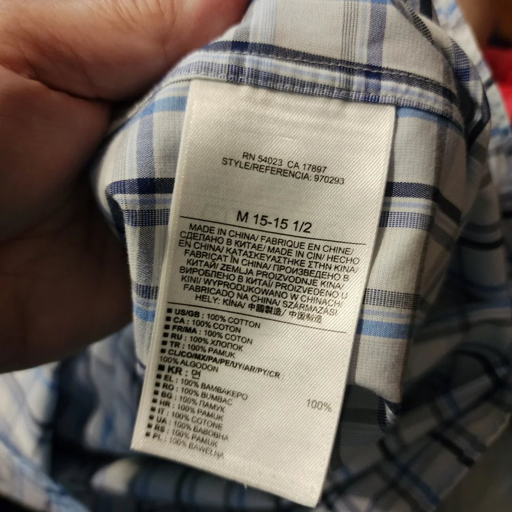 Banana Republic Shirt Medium Checkered Button Front Long Sleeve Blue‎ A493